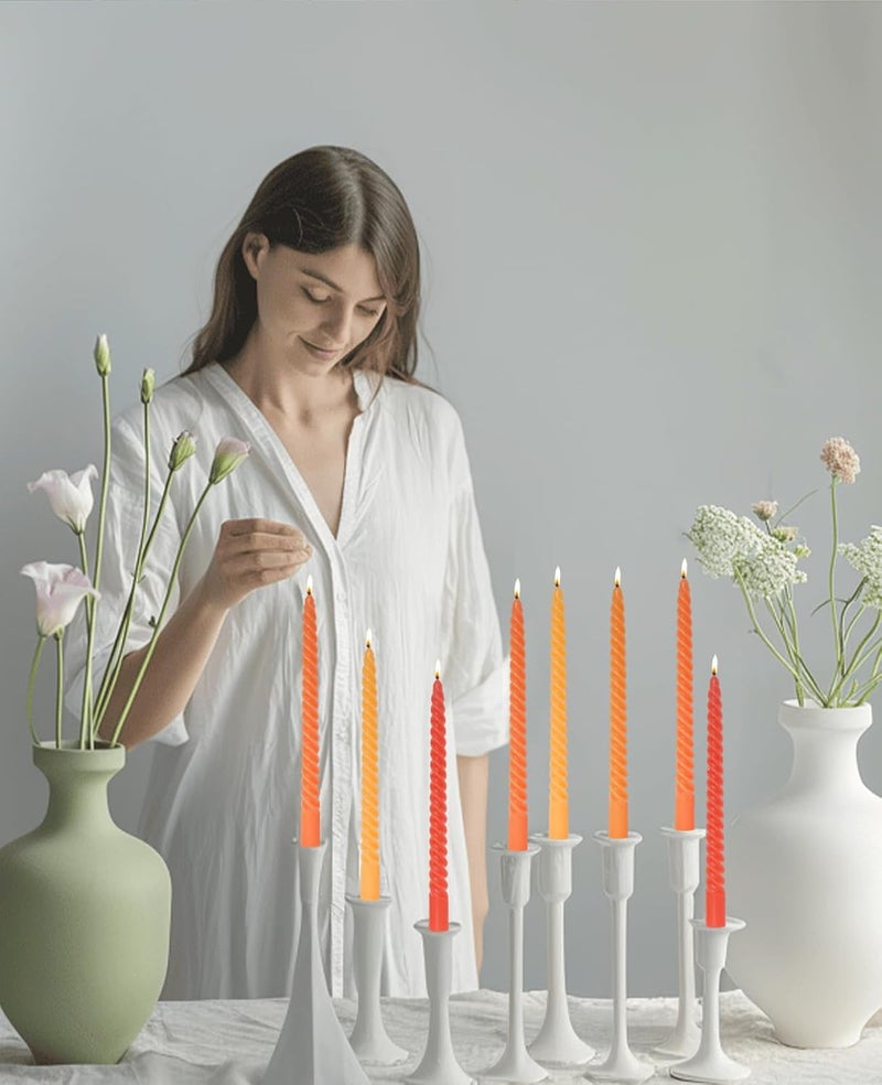 LPUSA Candle Stick Spiral Tall Taper Candles,Unscented Candle for Holiday,Wedding and Home Decoration,10inch,12 Pack(Gradient Orange) - Image 4